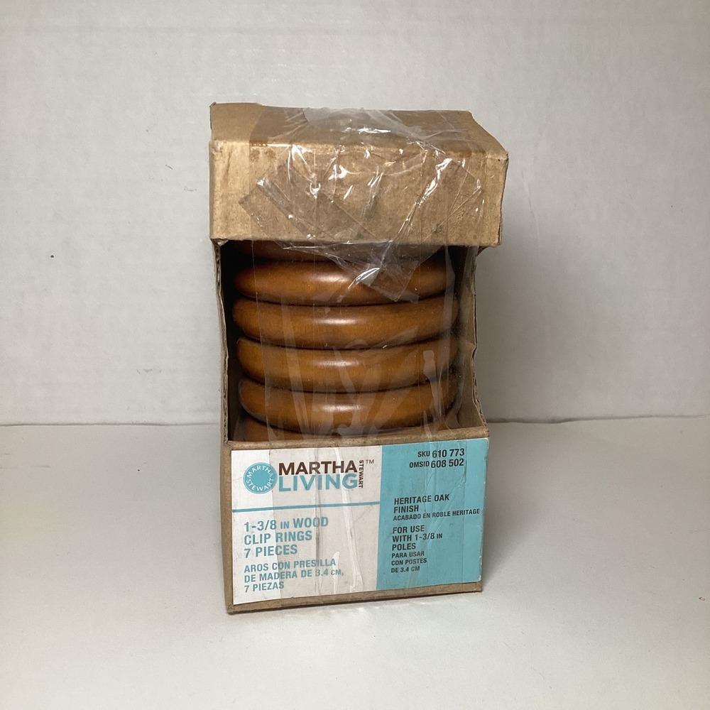 Martha Stewart Living 1-3/8 in Wood Clip Rings 7pc Heritage Oak 610 773